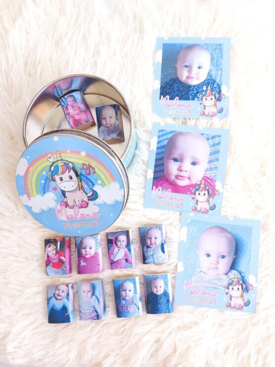 Mini lata con chocolatinas personalizadas